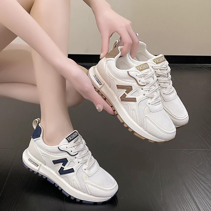 Picture of Thick-Soled Dad Shoes for Women, New Trbottomyy Sports and Casual Shoes, Spring & Fall Versatile Waffle Ins Casual Height-Increasing White Shoes