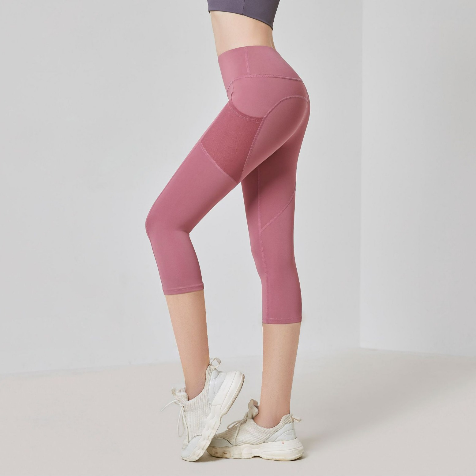 Side Pocket Yoga Capri Pants for Women, High-Waisted, Butt-Lifting, Stretchy, Fitness, Sports, Seamless, Naked-Feel Yoga Pants