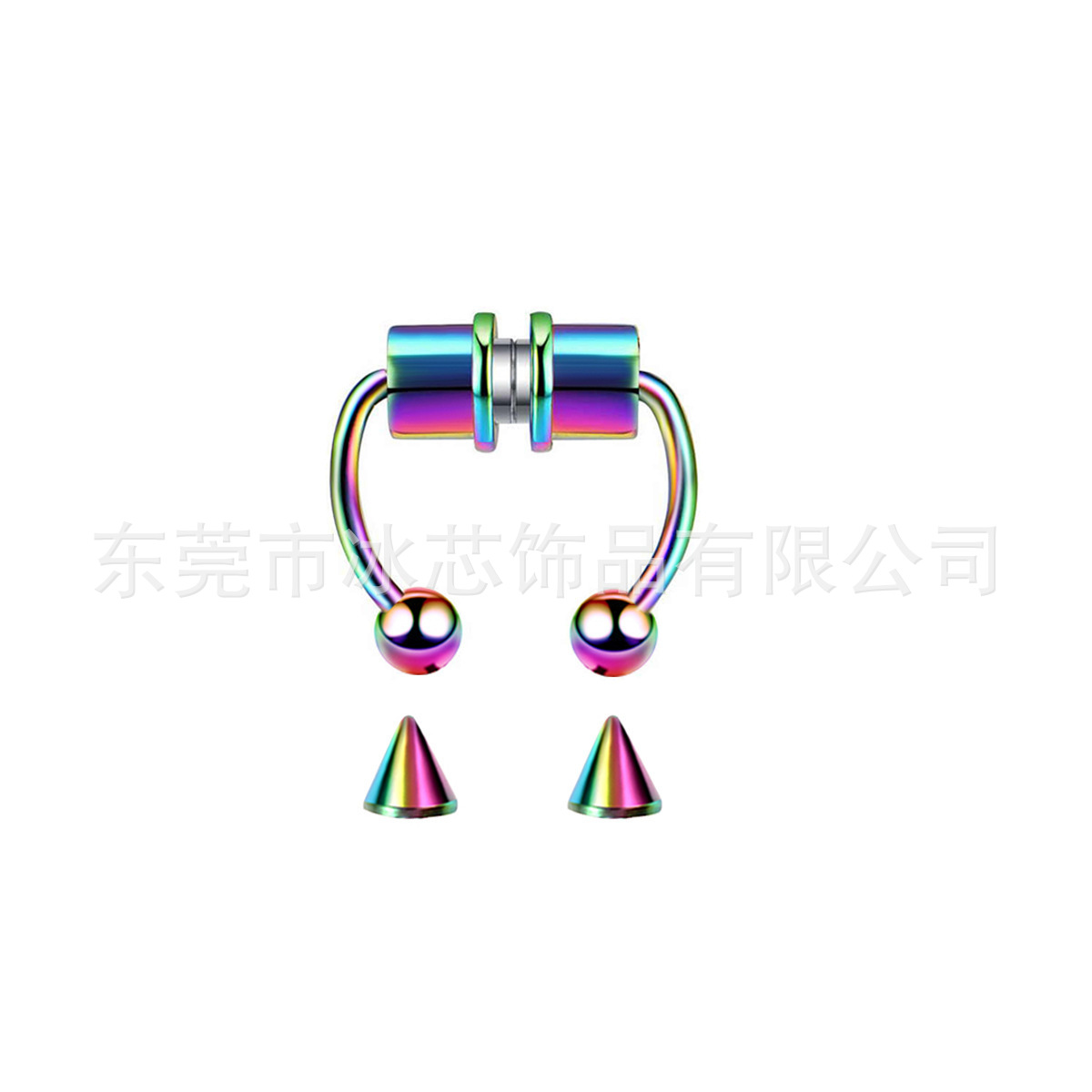 Picture of 2021 New Hot Sale Stainless Steel Magnet Nose Ring Non Perforated False Nose Ring Horseshoe Type Nose Hoop Ring