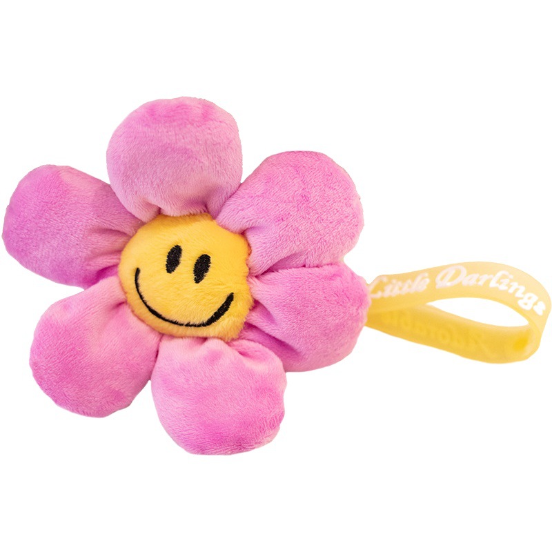 Internet Celebrant Smiling Face Sunflower Pendant Cute Personality Plush Hanging Ornaments Girl School Bag Car Keychain Pendant Jewelry