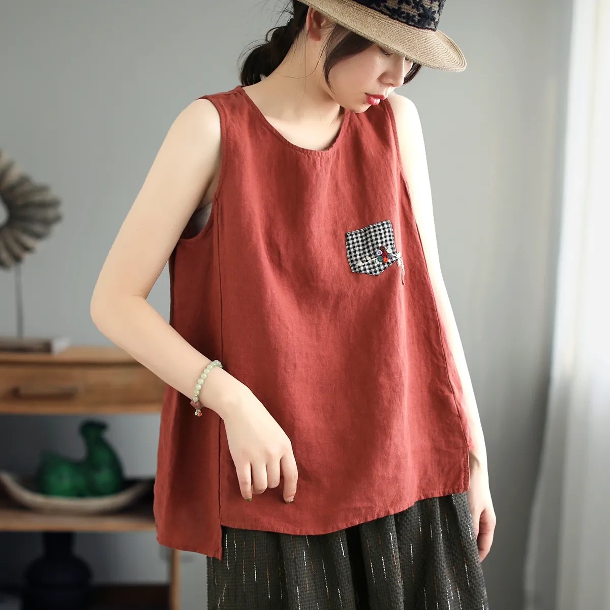 plus size Cotton Linen New Arrival Camisole Women's Wide Loose Summer All-match Sleeveless Solid Color Retro Bottoming Top Outer Wearing Inner Top