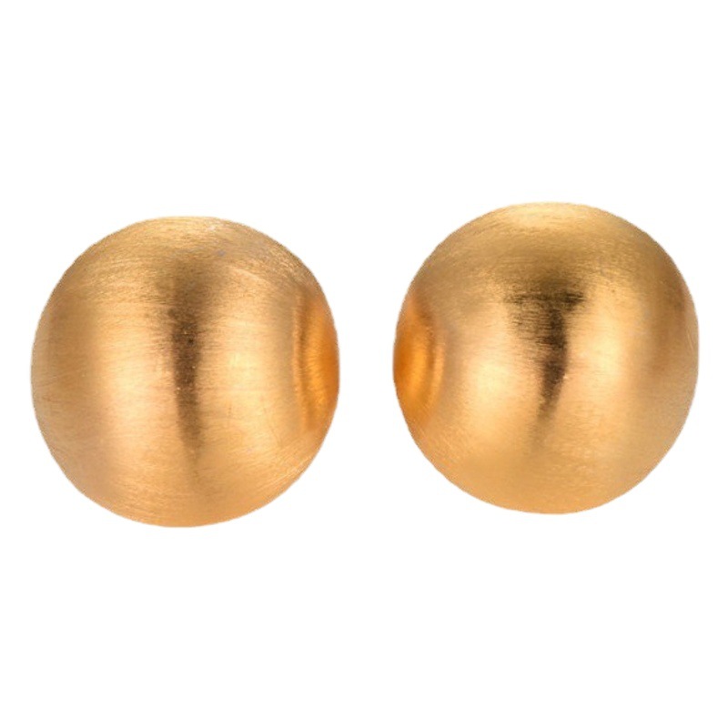 Autumn Simple Fashion Commuter Essential Brushed Frosted Ball 925 Silver Needle Earrings European and American Retro Niche Earrings