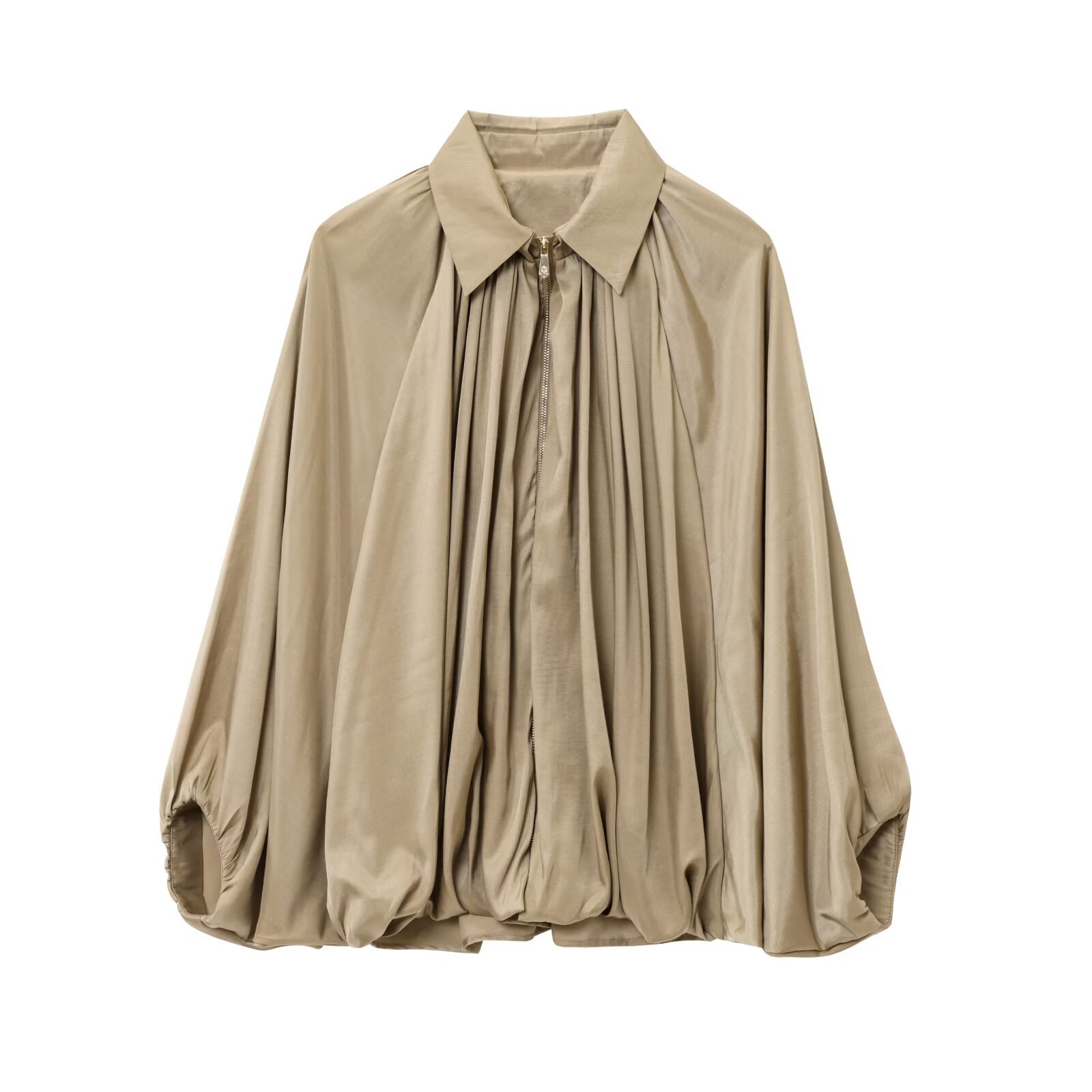 Picture of Women's Solid Color Fashion Puff Shirt Jacket Coat 2025 Spring and Autumn New European and American Style Lapel Long Sleeve Top