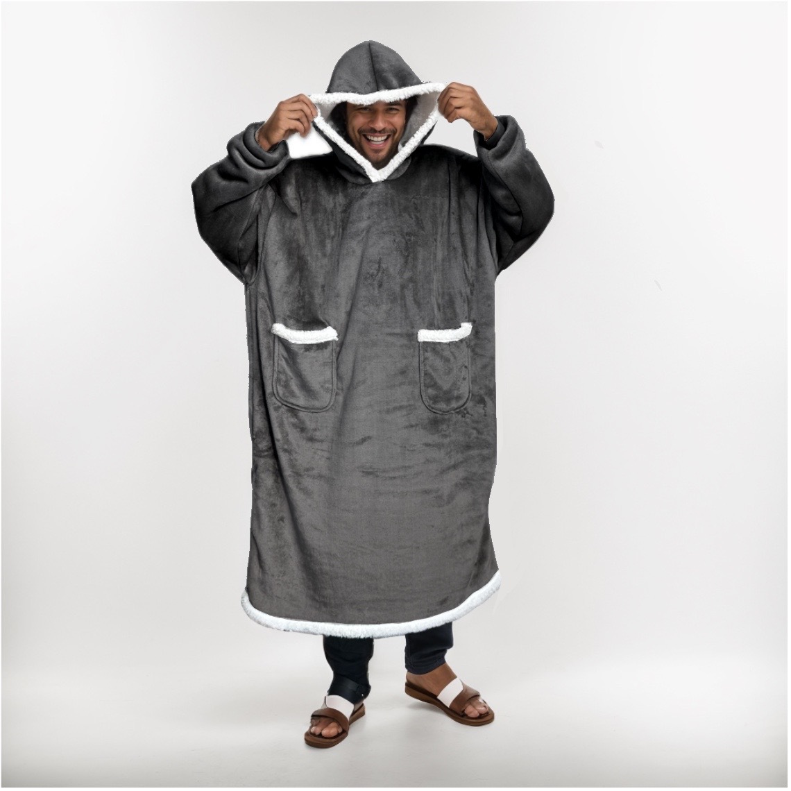 Cross-border Wearing Huggle Lazy Blanket Hooded Fleece Thickened TV Blanket Lazy Blanket TV Blanket Pajamas Sweater