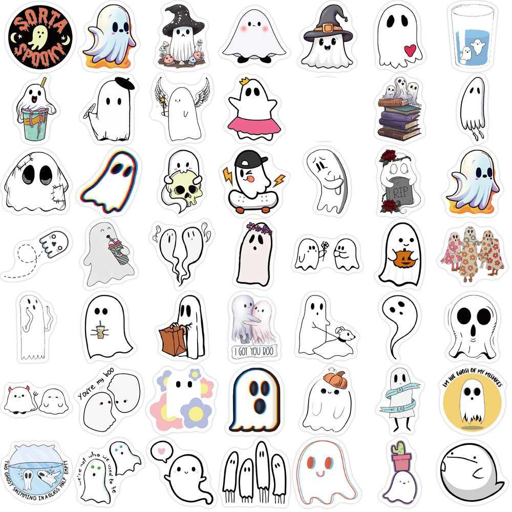Picture of 100 small size cute ghost graffiti stickers decorative guitar notebook luggage DIY waterproof wholesale
