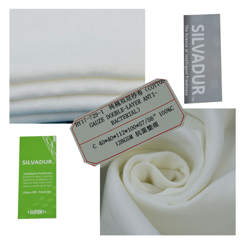 Pure Cotton Double-Layer Gauze Antibacterial Finishing Pure Cotton Mask Fabric Infant Saliva Napkin Sweat Towel Gauze