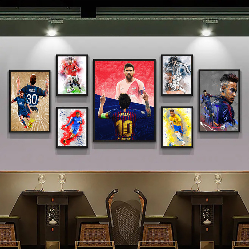 Cross-border poster foreign trade hot sale painting core Massey World Cup football canvas painting athletes decorative painting background wall