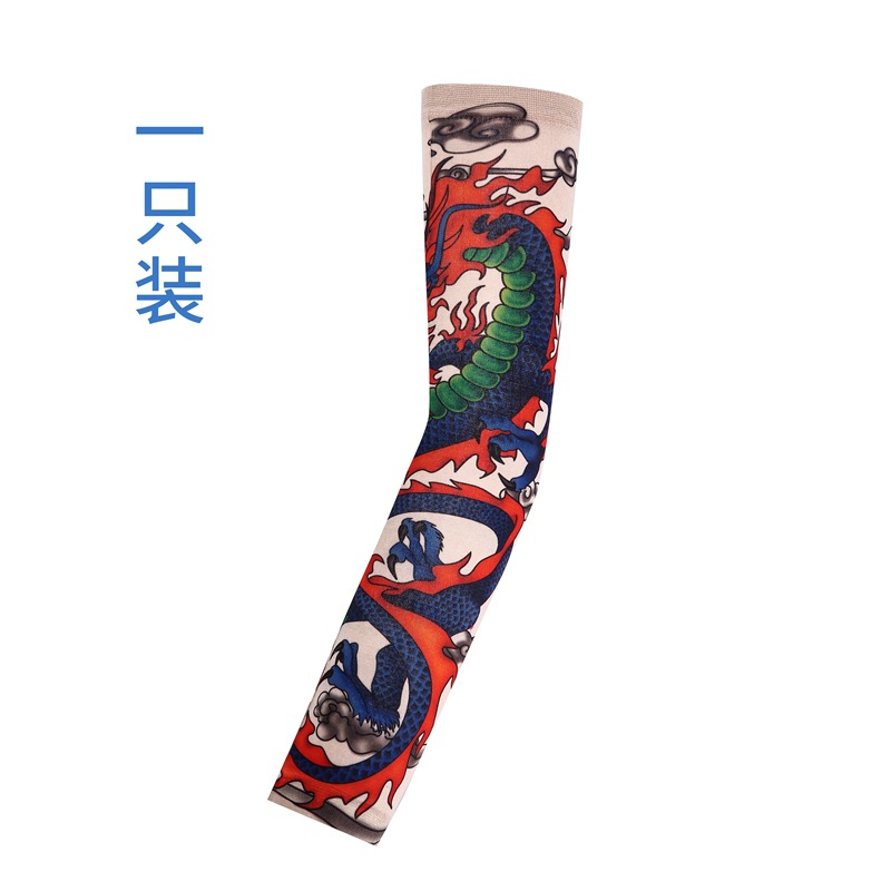 Picture of Flower Arm Tattoo Sleeve Seamless Outdoor Riding Tattoo Sunscreen Sleeve Riding Tattoo Sleeve Optional Color Cross Border