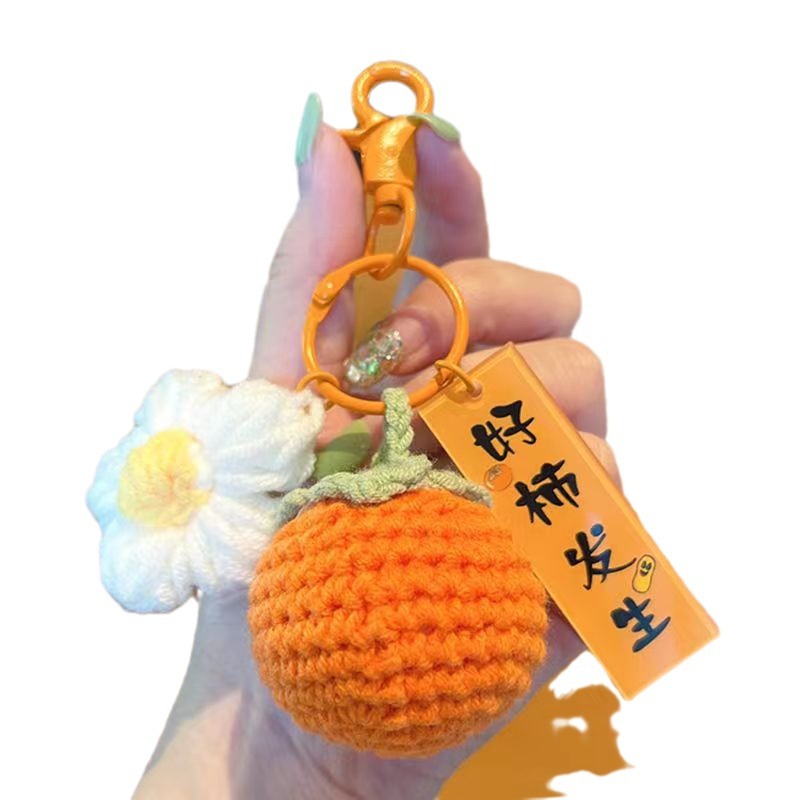 Picture of Wool knitted handmade pendant Persimmon Persimmon Ruyi keychain good thing happened pendant gift box accessories hanging jewelry