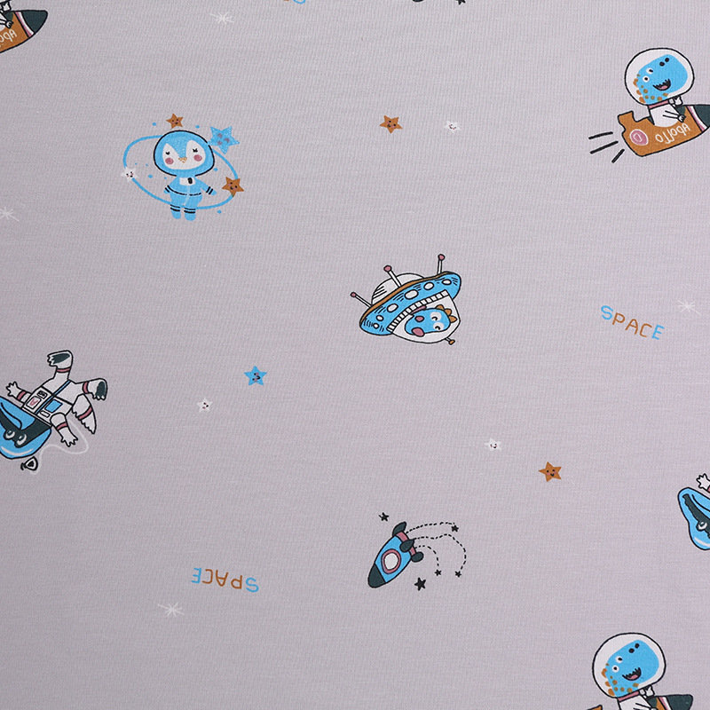 Picture of Lycra Cotton Cartoon Printed Sweat Fabric Spandex Stretch Knitted Fabric Combed Cotton Children's Underwear suit T-shirt Fabric