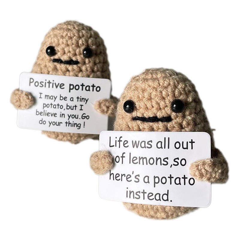 Cross-border handmade wool crocheted cucumber funny positive energy potato finished woven card gift