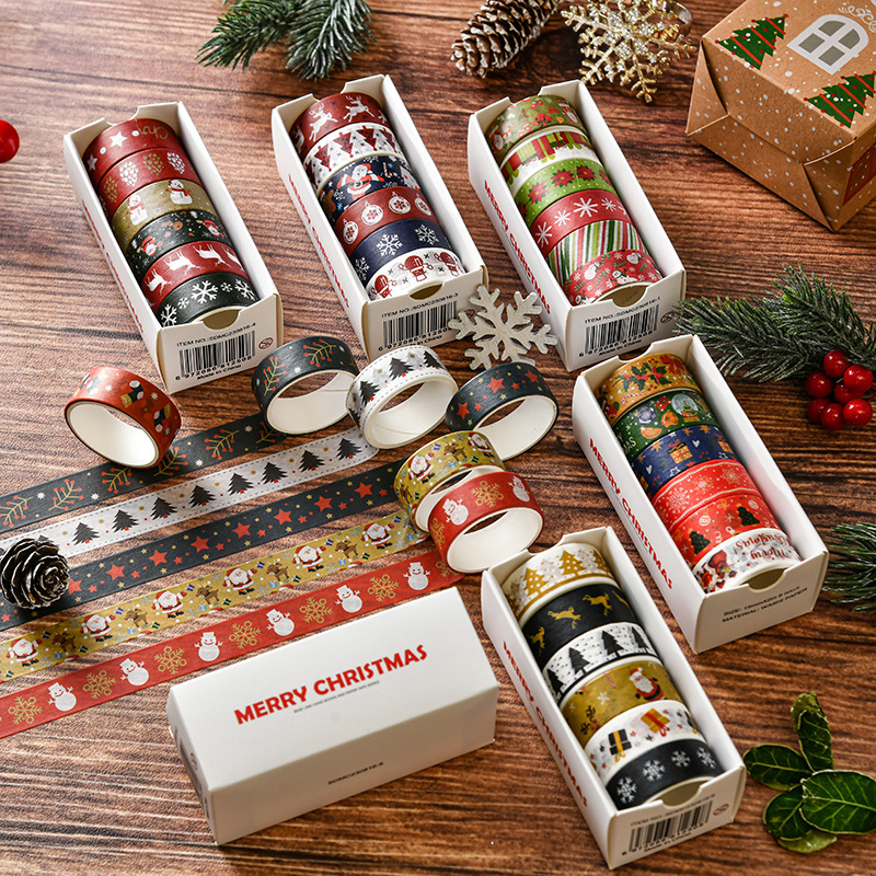 Creative Christmas gift and paper tape Journal tape Christmas decoration material cute Christmas tape