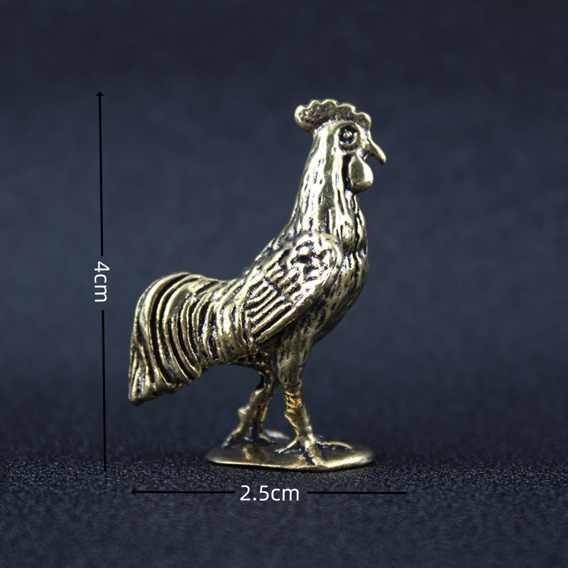 Picture of Golden Rooster Independent Striking Brass Ornaments Zodiac Chicken Office Ornaments Gift Birthday Gift Tea Pet