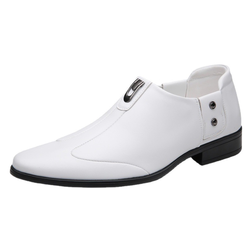 Men's Shoes Summer New Business Formal Pointed Leather Shoes Men's British Style Trendy Versatile White Wedding Groom's Shoes