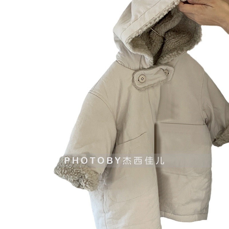 Picture of Korean Style New Winter Cotton Clothes for Boys and Girls Children's Thickened Lamb Plush Warm and Comfortable Hooded Cotton-padded Jacket