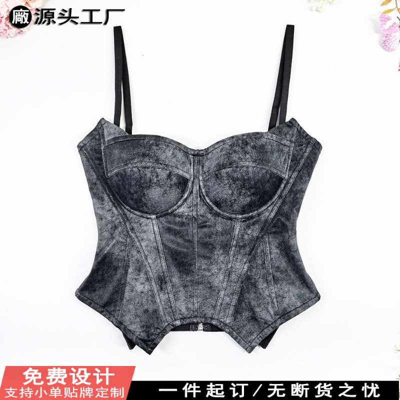 French Imp Deer Velvet Fish Bone Bra Outer Wear Cold Style Rabbit Ears Chest Sling with Chest Pad Shaper