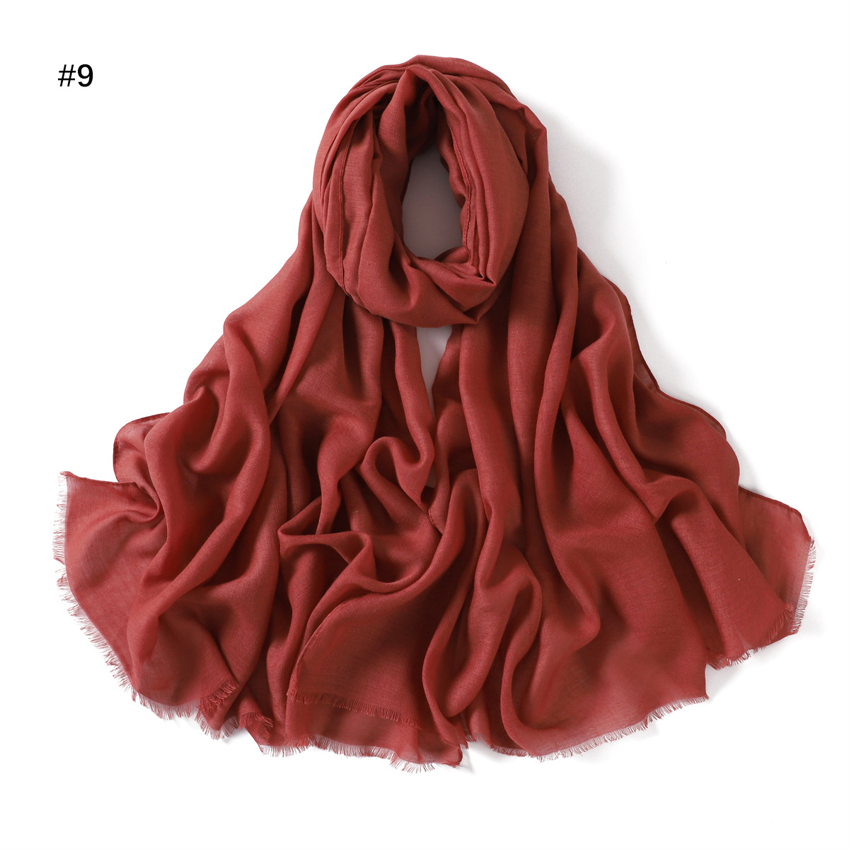 Picture of New fashion cotton and linen soft autumn and winter combed cotton monochrome short beard flat long scarf scarf scarf scarf scarf shawl in stock