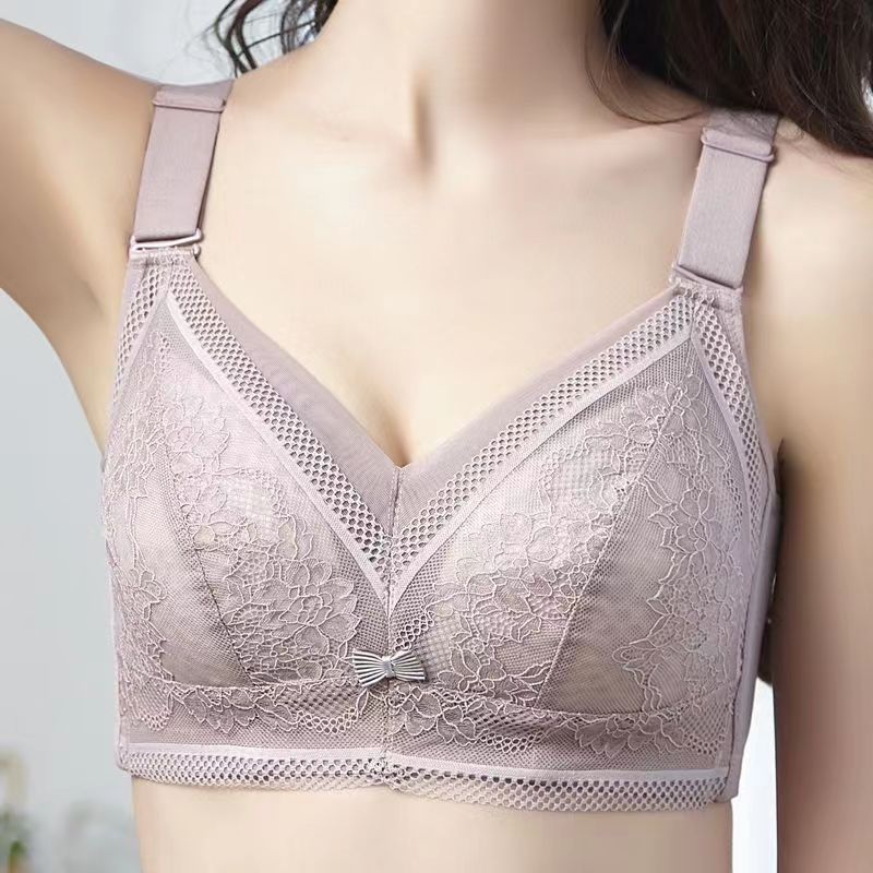 Full Cup underwear Women's Big chest small push up wireless bra plus size chubby girl thin breast holding bra