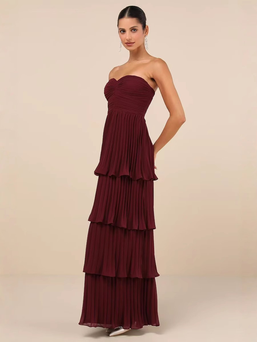 2025 European and American Amazon Women's Pleated Air Skirt Beach Tube Top Cake Skirt Pleated Premium Dress dress
