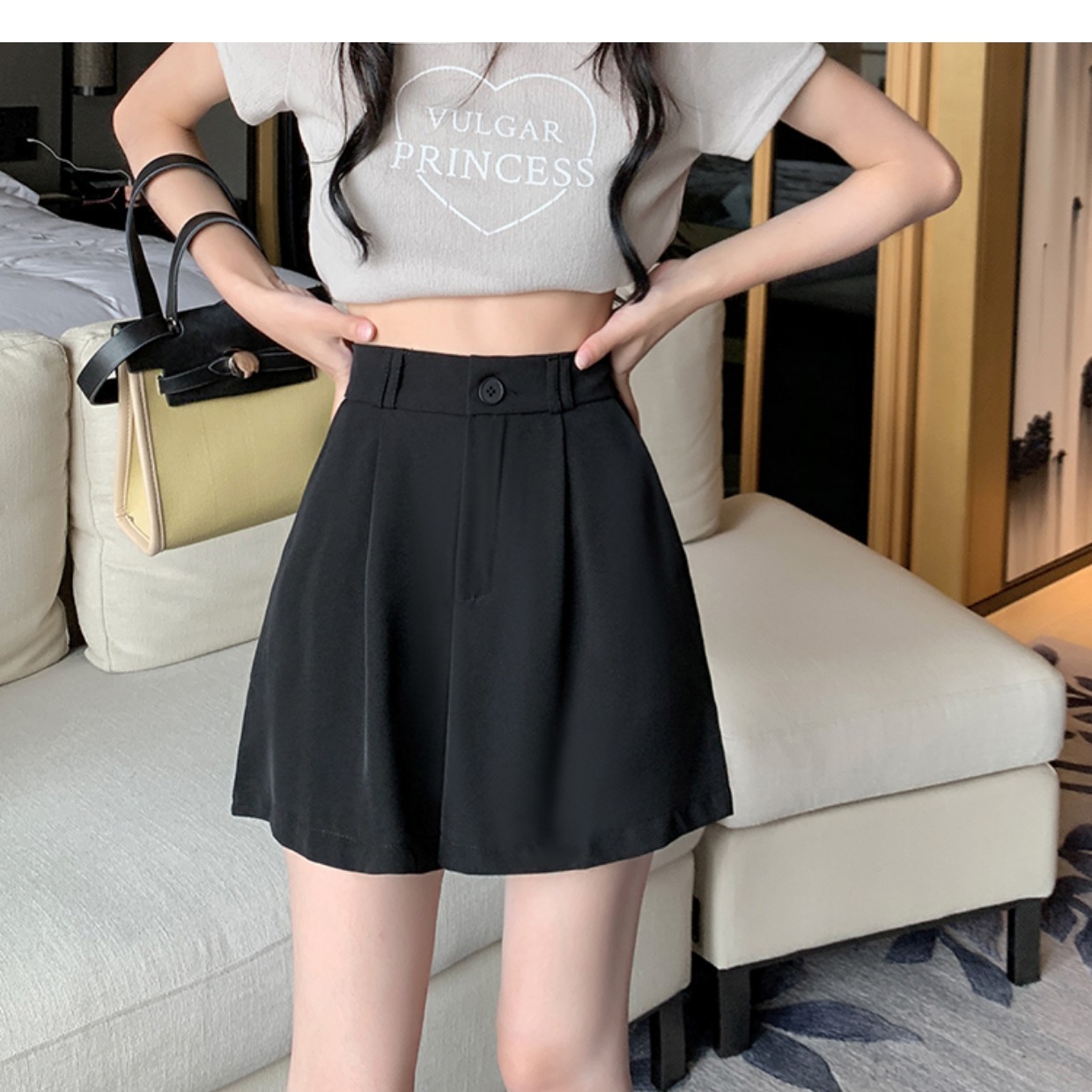 2023 New Suit Shorts Women's Summer Thin Small High Waist Fashion Loose Slim Casual Wide Leg Pants