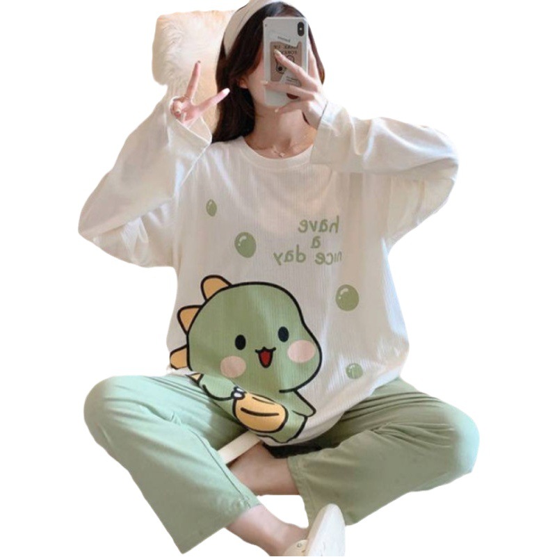 Spring and autumn cartoon long sleeve pajamas ladies pants plus size cute women's winter home clothing suit manufacturers wholesale generation