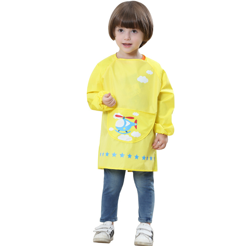 Picture of Cross-border supply of children playing sand clothing anti-dress baby eating clothes cartoon cover baby Four Seasons waterproof blouse painting