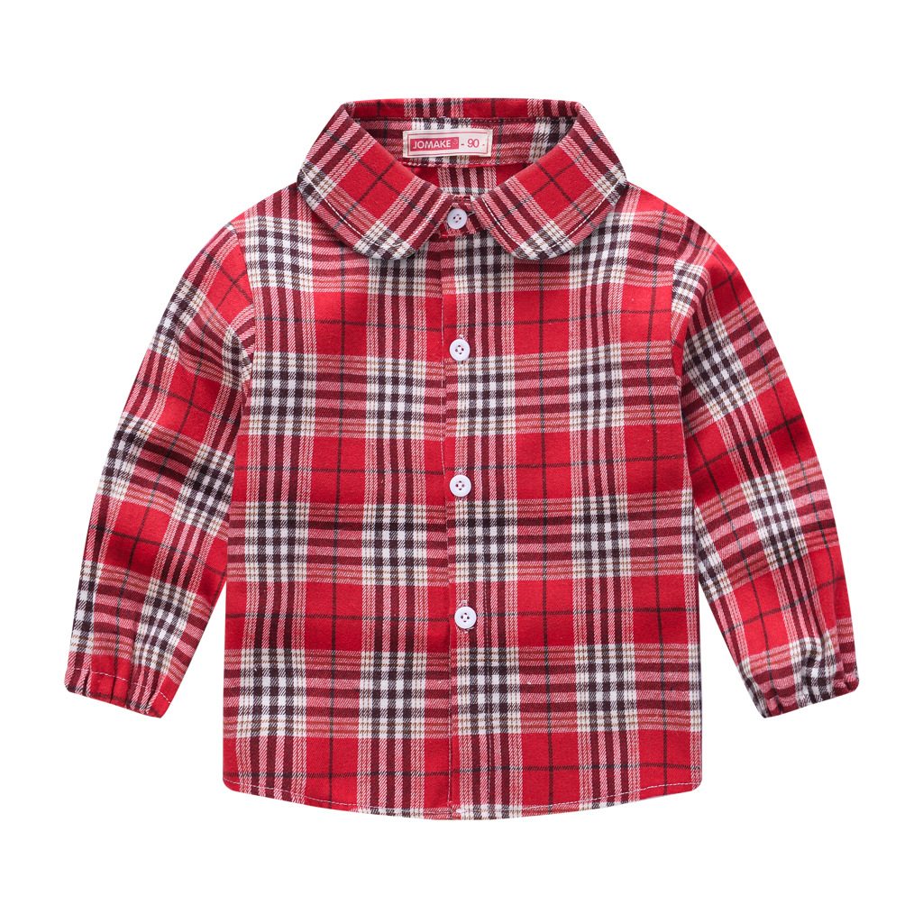 Picture of New children's spring and autumn casual long-sleeved shirt Korean style boys and girls plaid shirt children's trendy brushed shirt