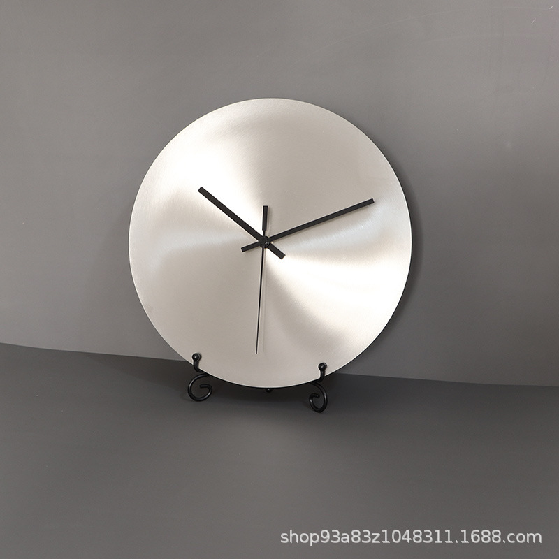 Picture of Modern Simple Industrial Style silver Living Room Wall Clock No Digital Studio Decoration Clock Round Nordic Clock