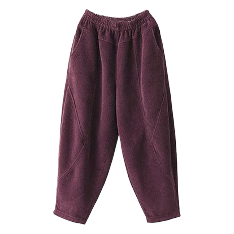 Women's Chenille fleece-lined Thickened All-match Casual 2024 Autumn and Winter Stitching Harlan Pants Spring Slim Warm Pants