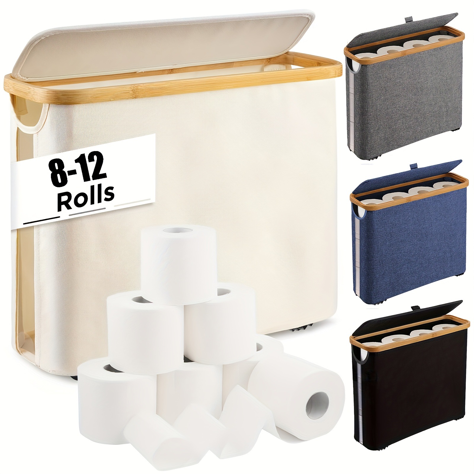 Perspective Toilet Storage Box Household Toilet Paper Storage Basket Foldable Tissue Storage Box with Lid