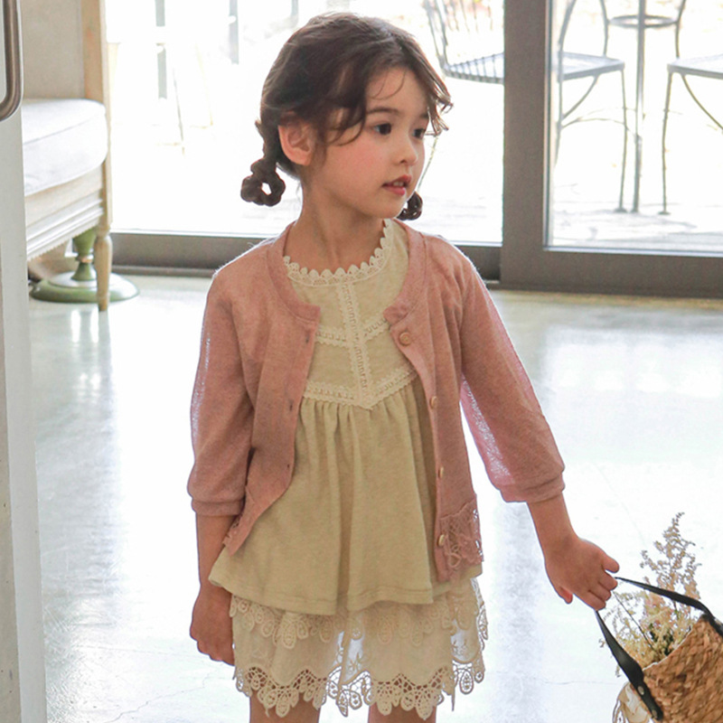 Picture of Children's outdoor sun protection clothing summer air conditioning shirt South Korea 3-10 years old baby girl quick-drying breathable heat dissipation sun protection clothing
