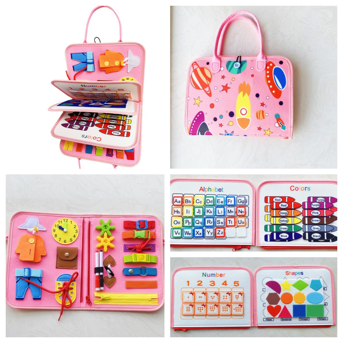 Children's felt learning board busy board action intellectual toys cpc certification felt bag children's cross-border in stock