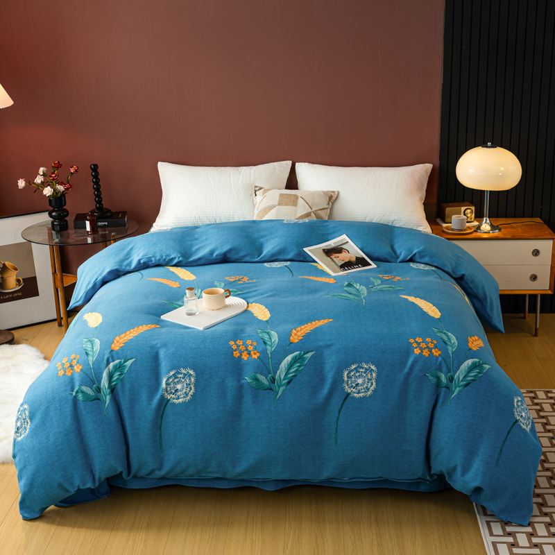 Picture of Cotton brushed duvet cover single piece modern simple single double dormitory thickened quilt cover pure cotton duvet cover single piece
