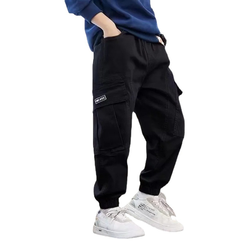 Boys' Pants Spring and Autumn Children's Fashion Casual Pants Handsome Big Pocket 2023 New Boy's Street Crane Pants