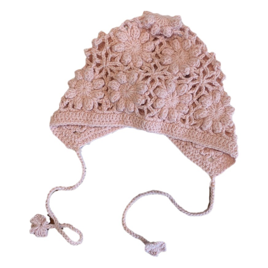 High quality Korean style children's wool hat autumn and winter girls' hand-woven court hat girls' solid color earmuffs