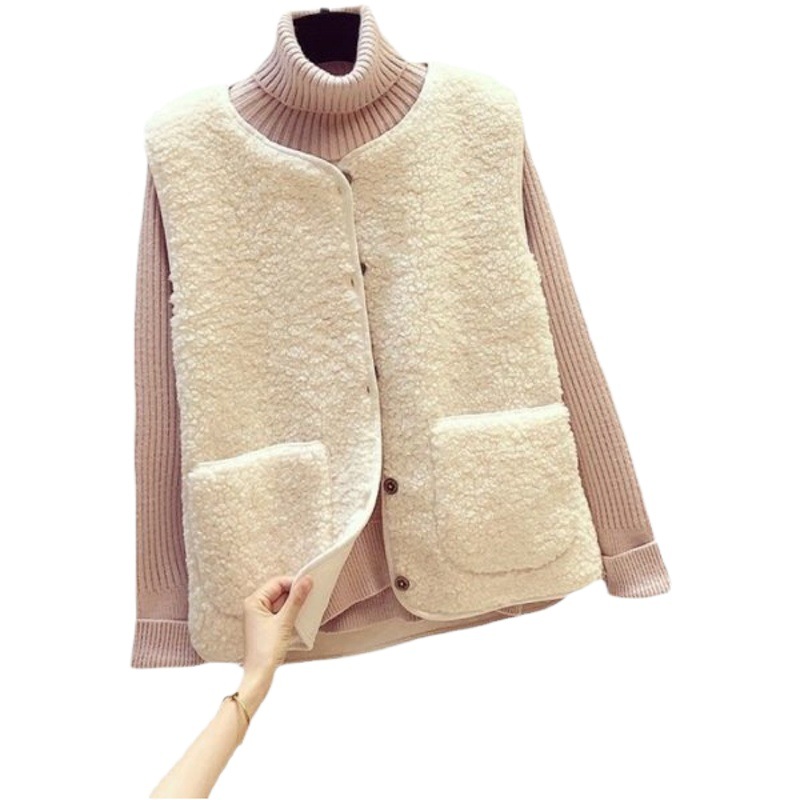 2023 Winter New Style Gentle Vest Round Neck Single-Breasted Vest Jacket Slimming Look Cashmere Cardigan for Women