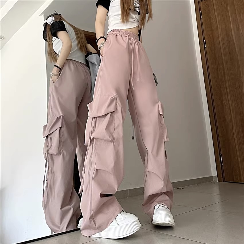 American Retro Japanese Style Overalls Women's Autumn High Waist Wide Leg Design Sense Niche Loose Casual Straight Trendy Pants