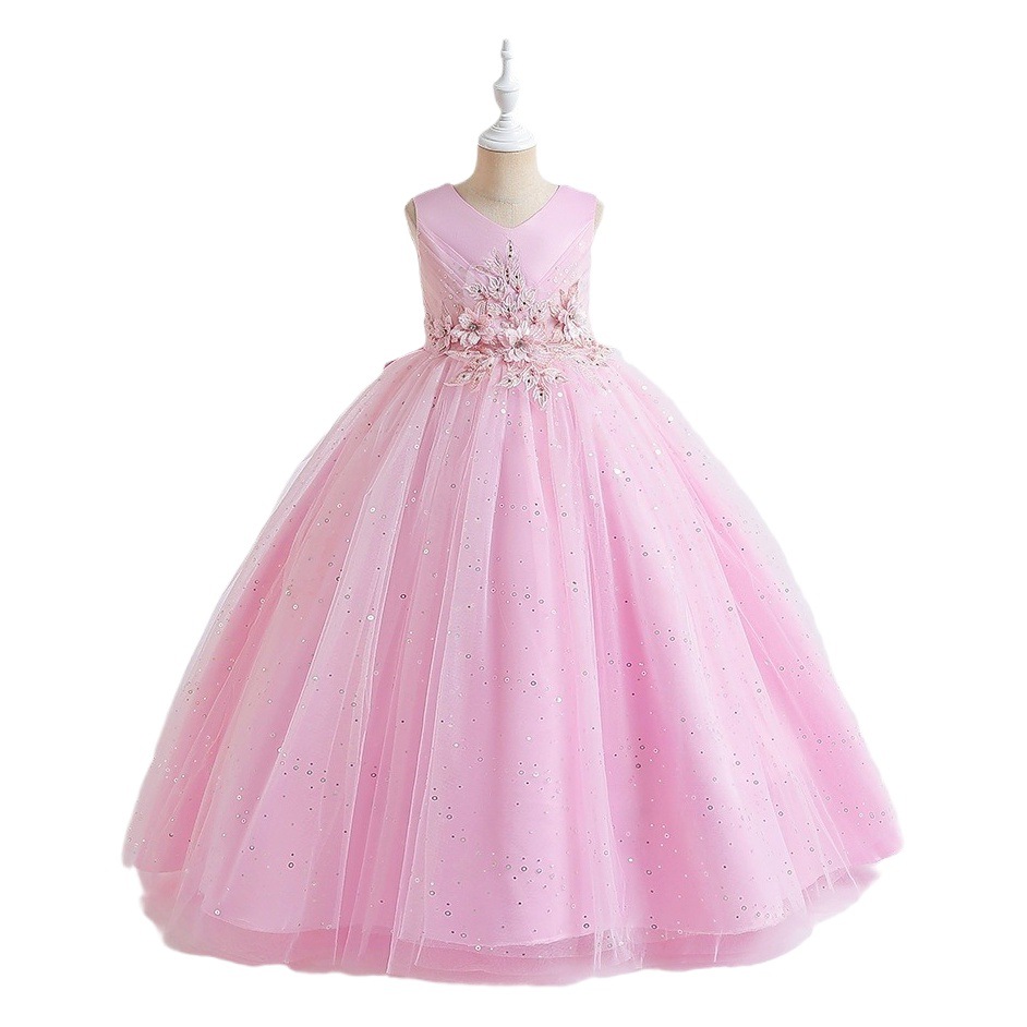 Girls' dress autumn and winter mesh princess dress girls' piano performance dress birthday children's dress European and American children's clothing