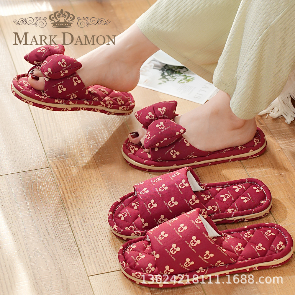 Home Soft-Soled Machine Washable Slippers, Non-Slip Thick-Soled Silent Three-Layer Cloth-Soled Thickeneded Home Slippers for Men and Women Couples