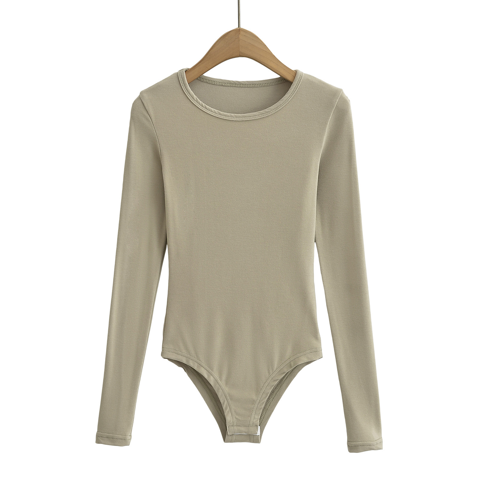 Picture of European and American hot girl style INS round neck Sexy Slim-fit brushed long-sleeved bottoming T-shirt women's solid color stretch tight jumpsuit