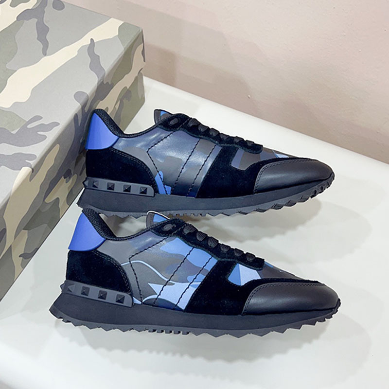 Foreign Trade Europe Station V Camouflage sneaker Men's High Edition Rivet Thick Bottom Genuine Leather Fashion Casual Lace Color Tide