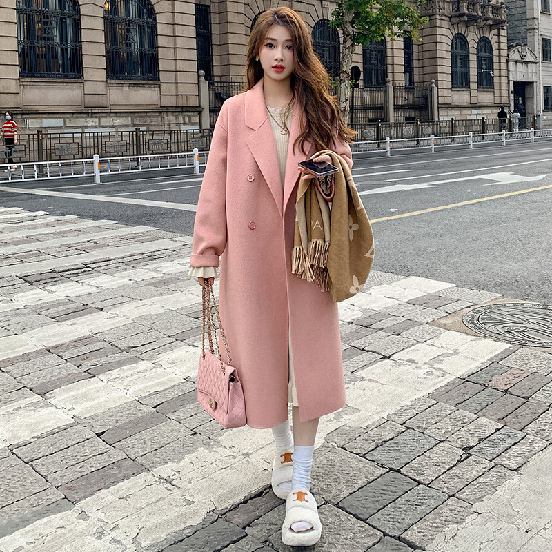 Fashionable and Elegant Women's Wool Coat 2024 Autumn and Winter New Korean Style Loose Mid-Length Hepburn Style Versatile Woolen Jacket