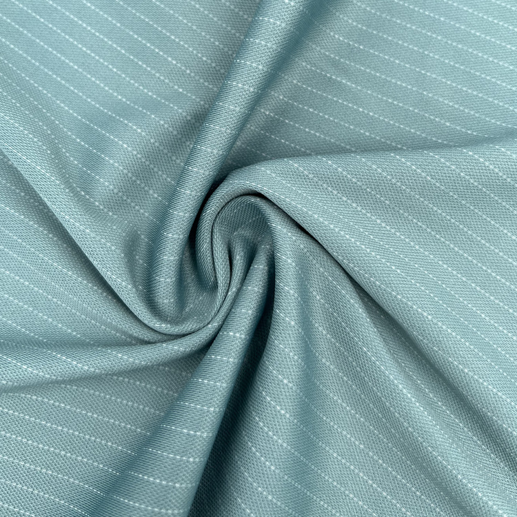 Picture of 160g Ice Silk Texture Warp Knitted Vertical Stripesd Cloth Nylon Cotton Polyester Elastic Splash Sports Casual Polot Shirt Fabric