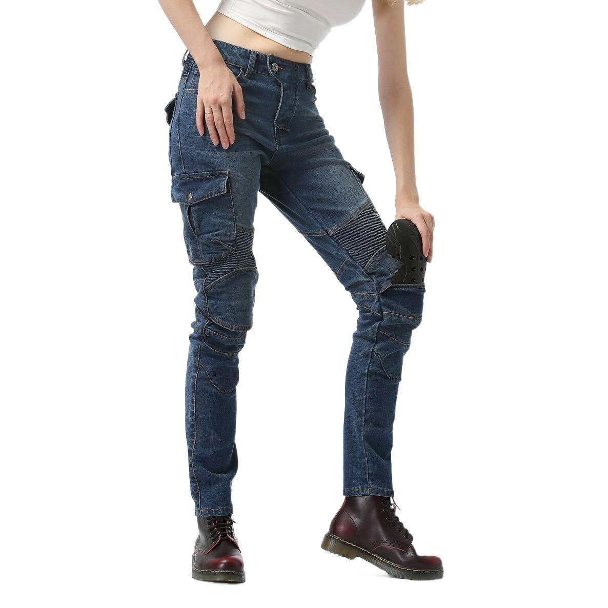 VOLERO casual multi-bag overalls motorcycle pants motorcycle jeans women's motorcycle racing cycling pants with protective gear