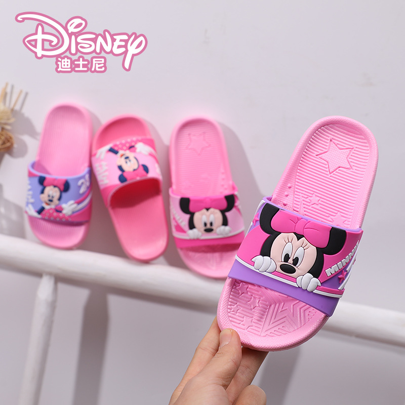 Disney New Minnie Slippers Non-slip Bathroom Bathing Home New Parent-child Summer Home Out Beach Sandals