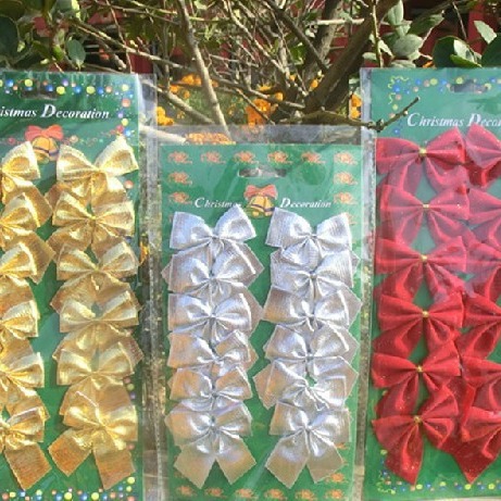 Christmas decorations Christmas bow 5.5cm gold and silver red cloth bow (12 Pack) 17g