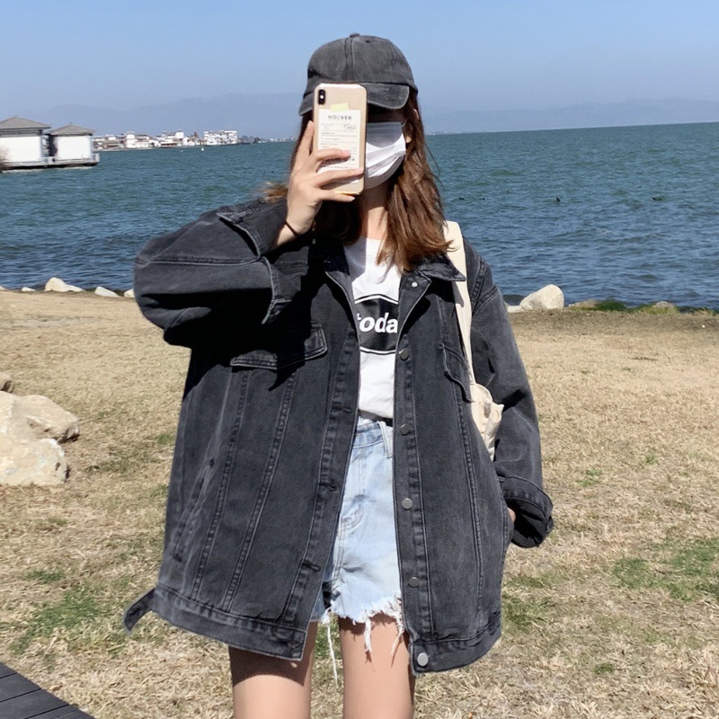Southeast Asian 2023 Spring and Autumn New Fashionable Loose Korean Style Street-fried BF Jeans for Girls Casual Denim Jacket