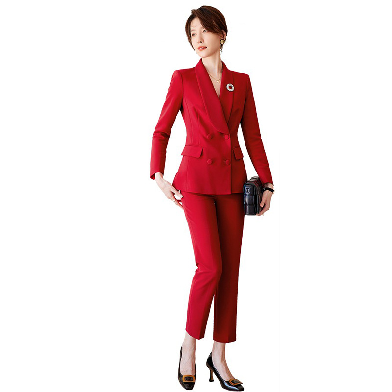 Picture of Spring and Autumn New elegant red suit suit wedding annual meeting goddess fan double-breasted formal wear business wear overalls