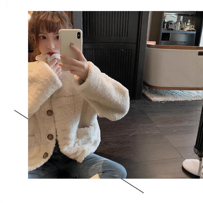 Picture of Lamb Wool Sweatshirt Jacket for Women, Autumn and Winter 2025 New Style, Loose Short Korean Version, Versatile Student Cardigan Top, Trendy
