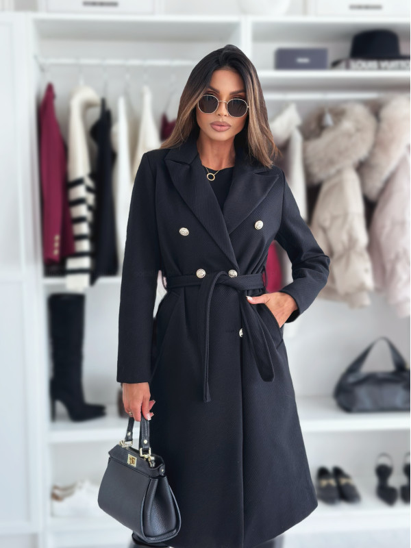 Picture of Cross-border foreign trade European and American women's clothing Amazon 2024 autumn and winter simple fashion solid color double-breasted strap wool coat